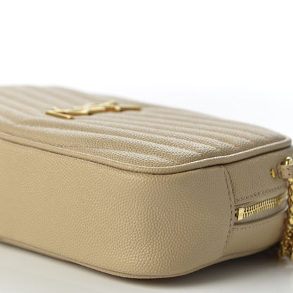 Saint Laurent Grain De Poudre Matelasse Monogram Mini Lou Camera Bag Dark Latte 6 of 9