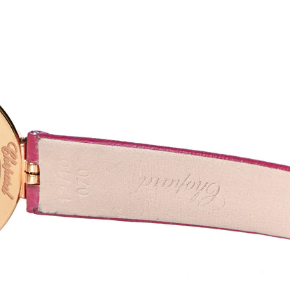 Chopard 18K Rose Gold Satin Diamond Pave Bezel Pink Sapphire Mother of Pearl 30mm Happy Diamonds Icons Quartz Watch 6 of 8