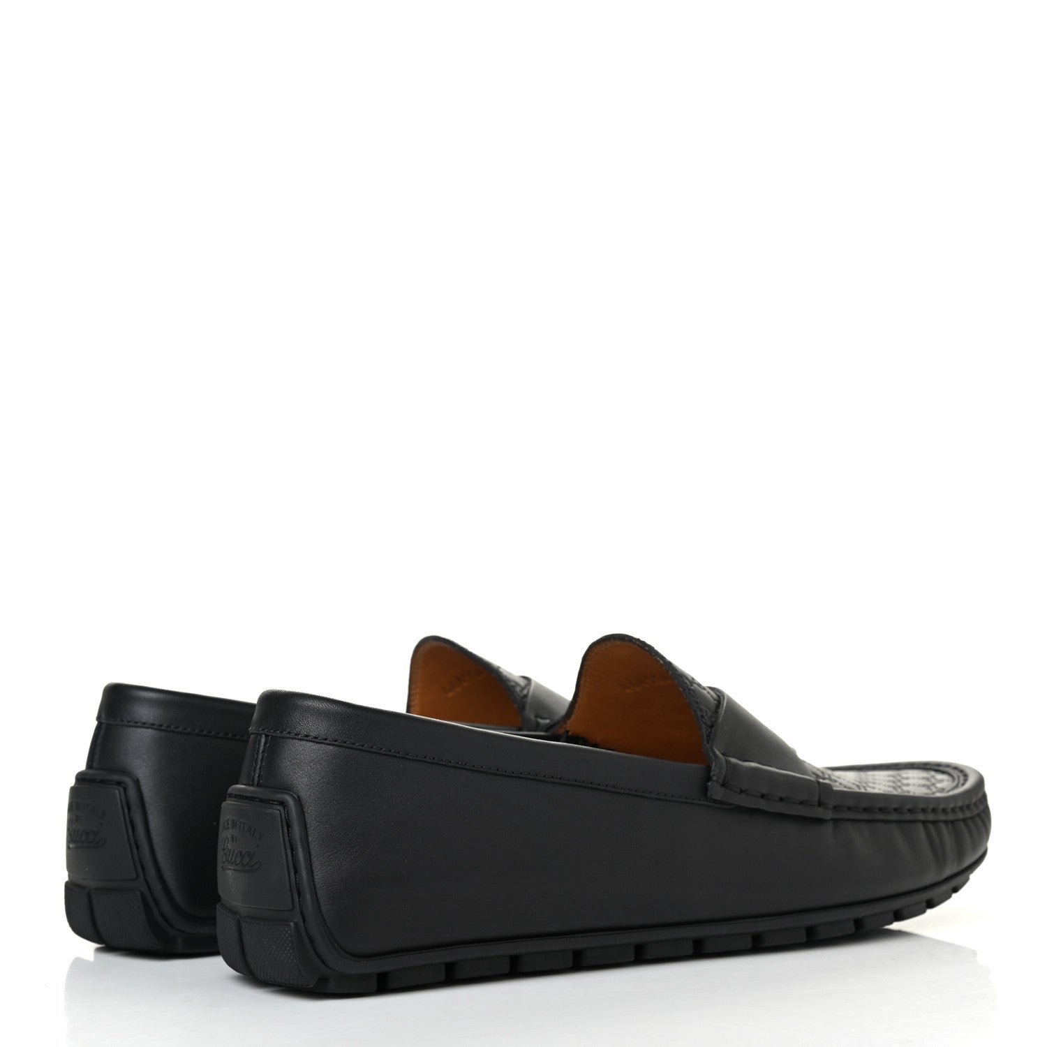 Gucci Calfskin Miro Soft Microguccissima Mens Driver Loafers 7.5 Black 3 of 4