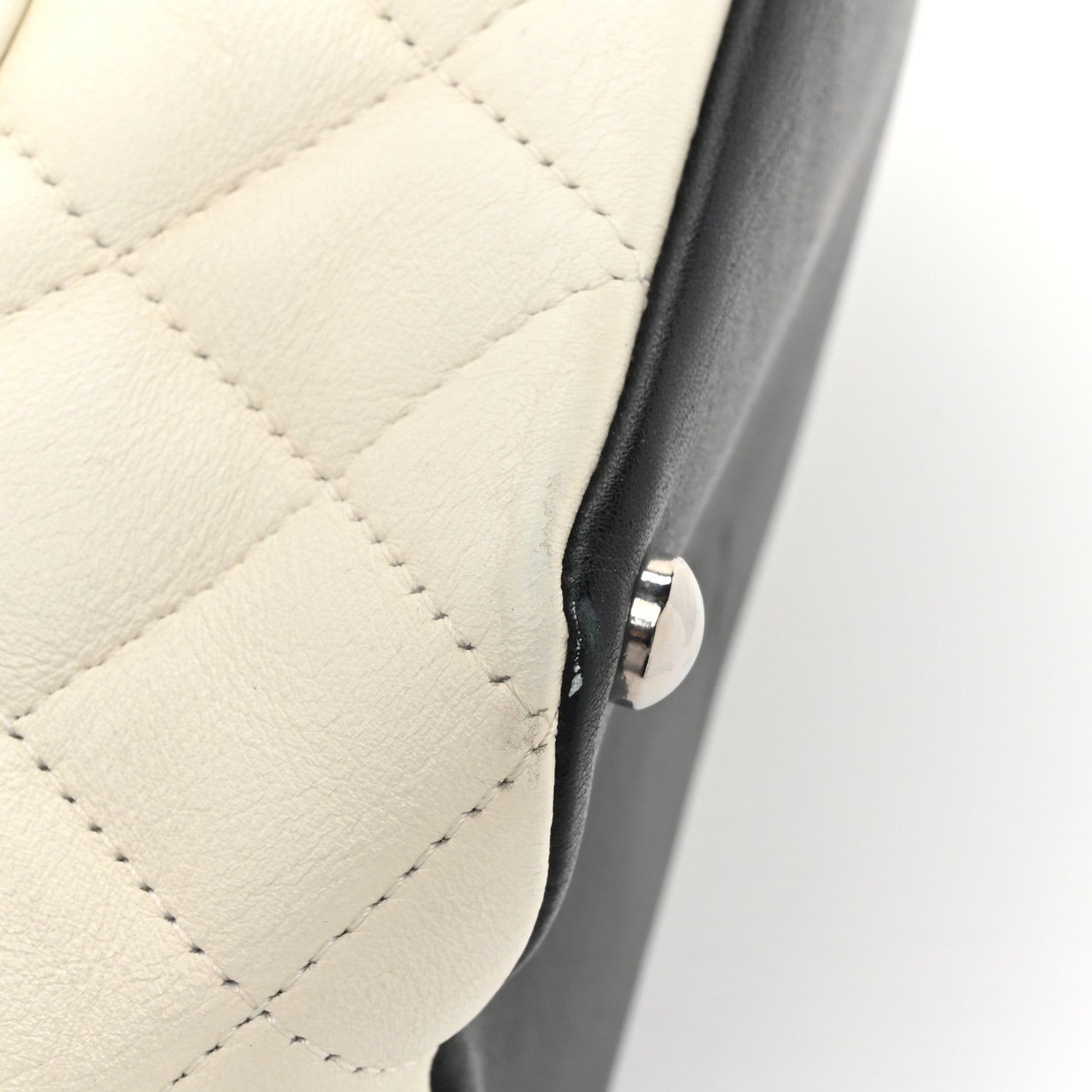 Chanel Calfskin Quilted Medium Cambon Tote White Black 15 of 17