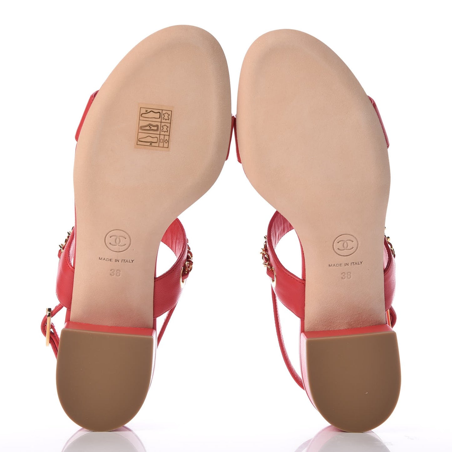 Lambskin Chain Clover Sandals 38 Red