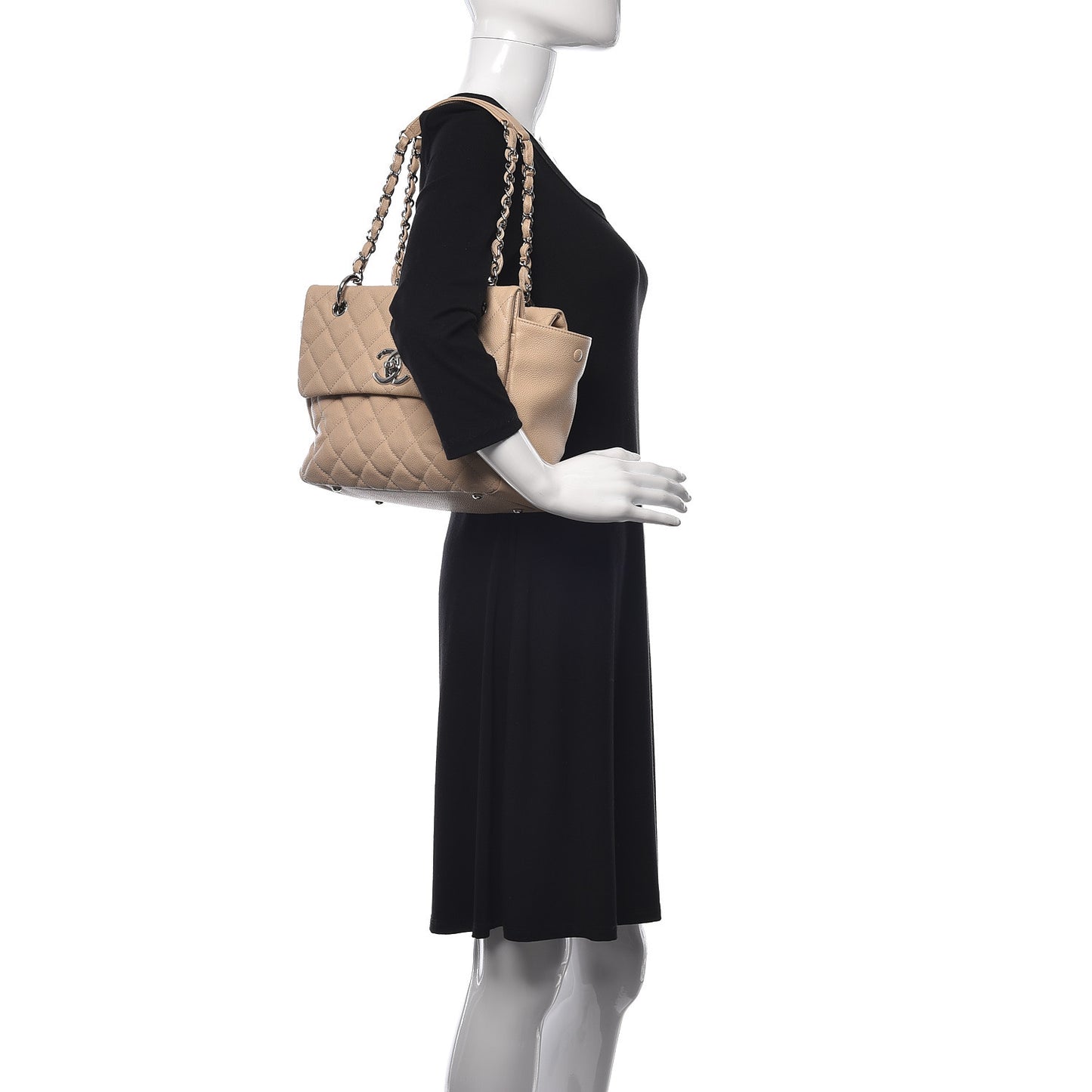 Caviar Quilted Easy Zip Tote Beige