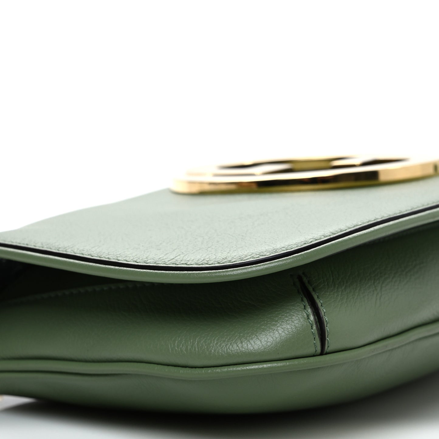 Roxy Calfskin Blondie Chain Shoulder Flap Bag Salamander Green
