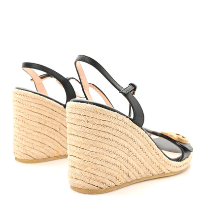 Gucci Galassia Aitana Espadrille 10/95mm Wedge Sandals 37.5 Black 5 of 11
