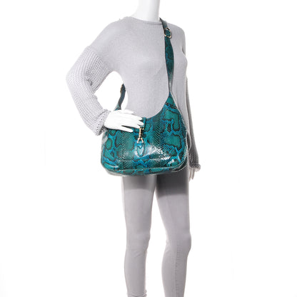 Gucci Python Medium Jackie Shoulder Hobo Malachite Green 2 of 8
