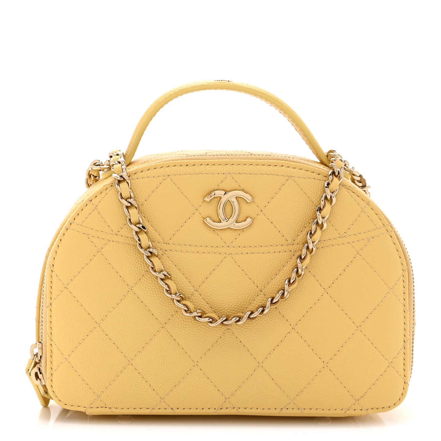 Caviar Quilted Top Handle Vanity Case Yellow