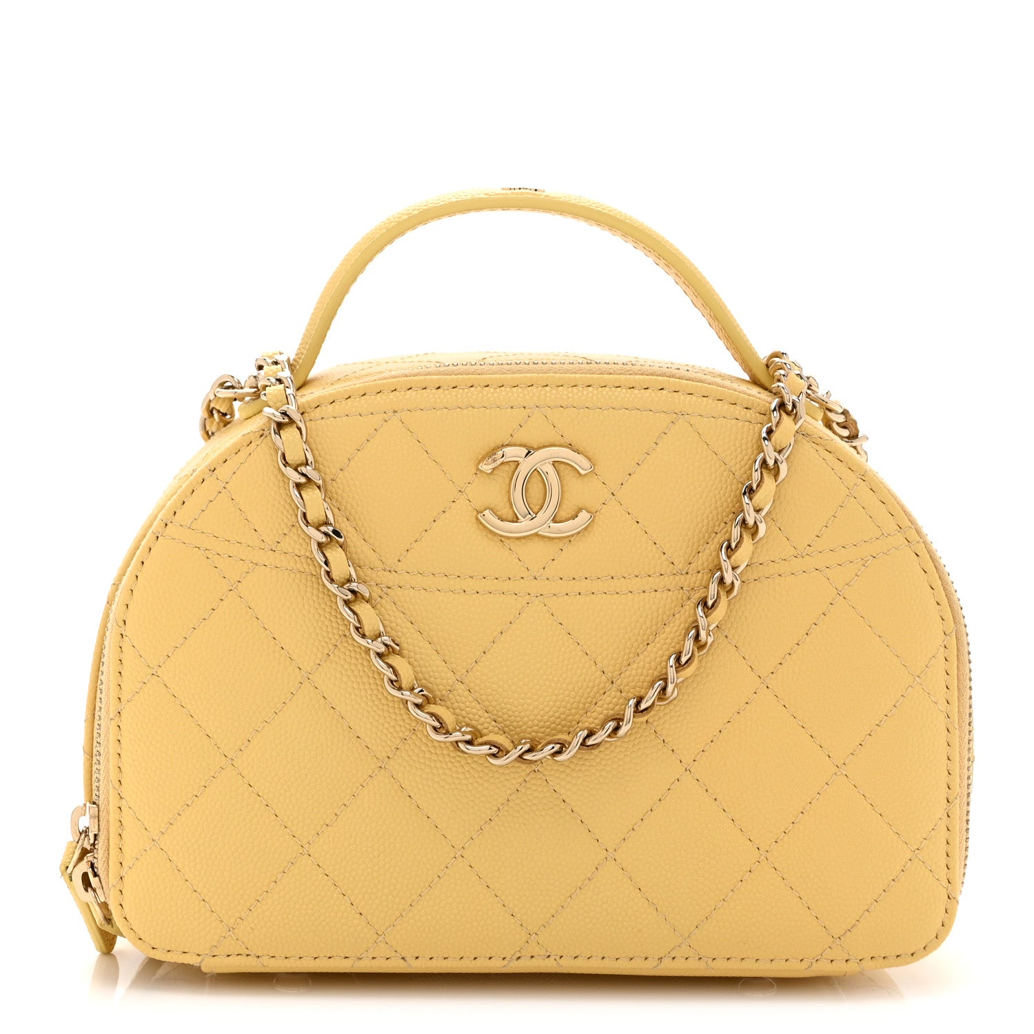Chanel Caviar Quilted Top Handle Vanity Case Yellow 1 of 10