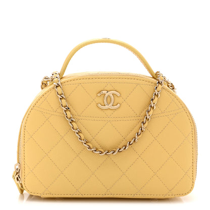 Chanel Caviar Quilted Top Handle Vanity Case Yellow 1 of 10