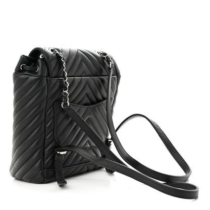 Chanel Calfskin Chevron Quilted Small Urban Spirit Backpack Black 3 of 10