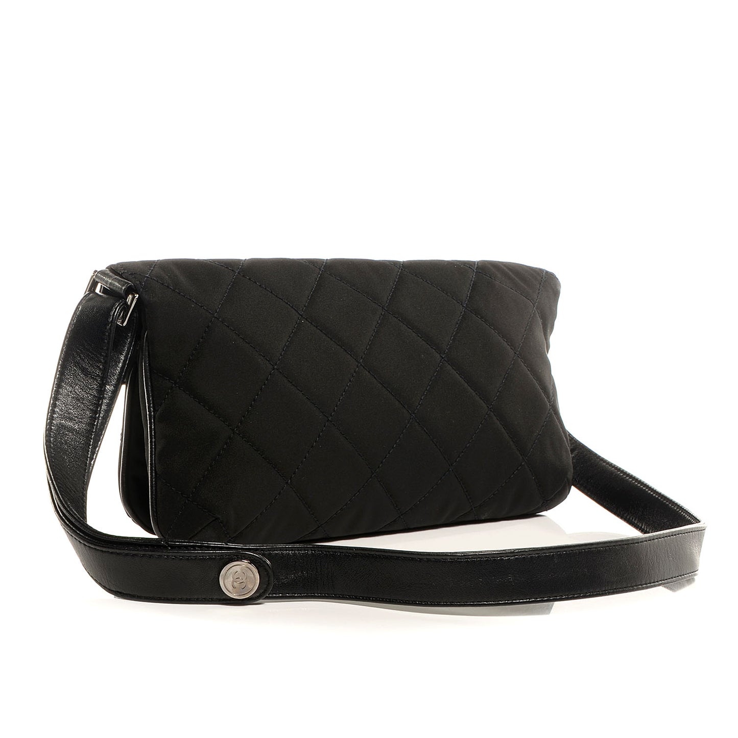 Jersey Quilted Mademoiselle Messenger Flap Bag Black