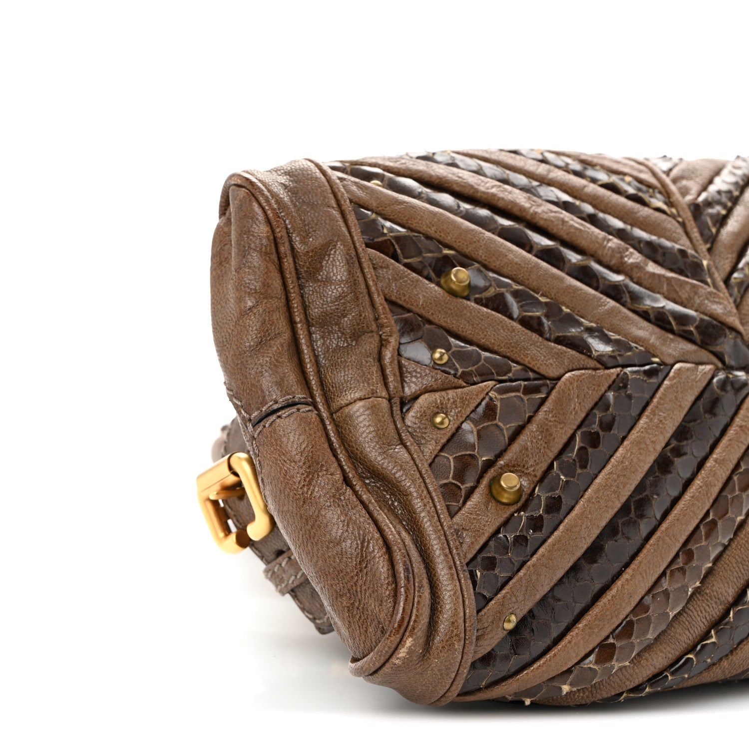 Chloe Snakeskin Grained Calfskin Chevron Paddington Brown 1828052