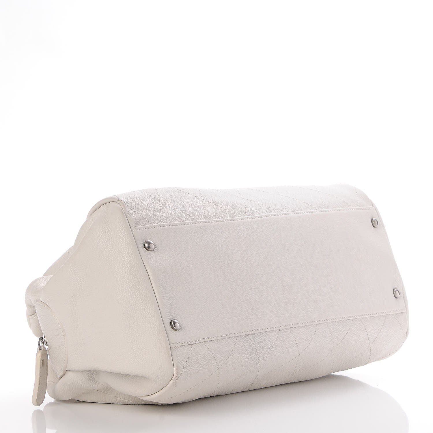 Chanel Caviar Quilted Bowler Tote White 4 of 8