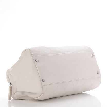 Chanel Caviar Quilted Bowler Tote White 4 of 8