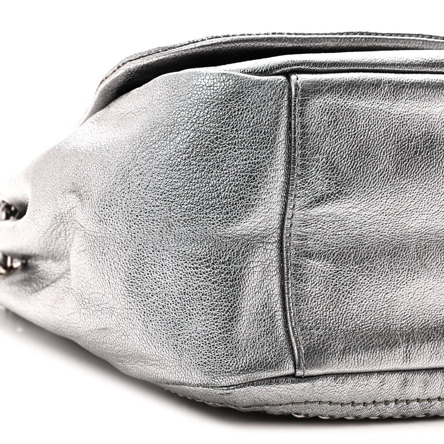 Metallic Deerskin Luxe Ligne Flap  Silver