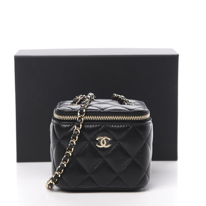 Chanel Lambskin Quilted Mini Vanity Case With Chain Black 11 of 11