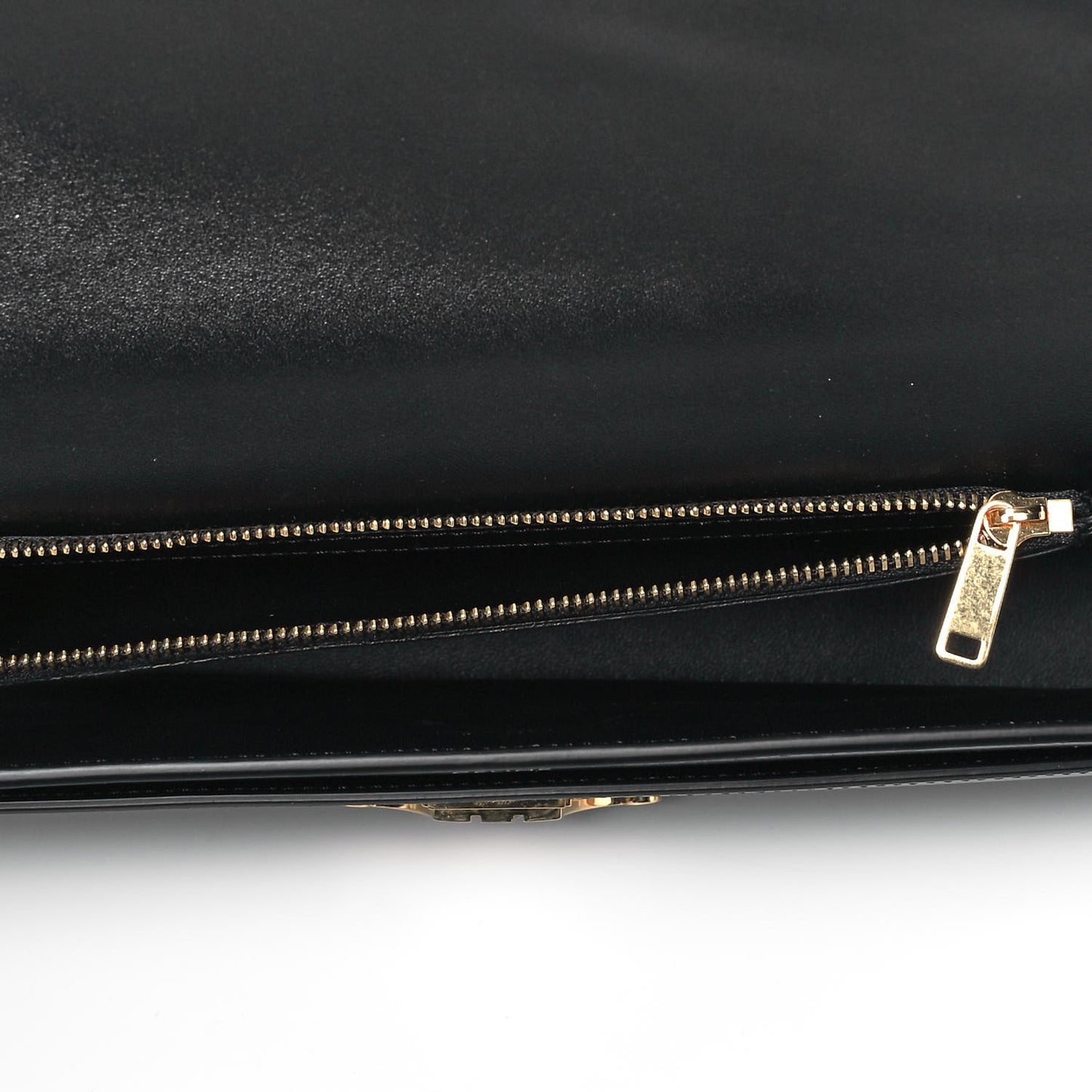 Shiny Calfskin Triomphe Chain Bag Black