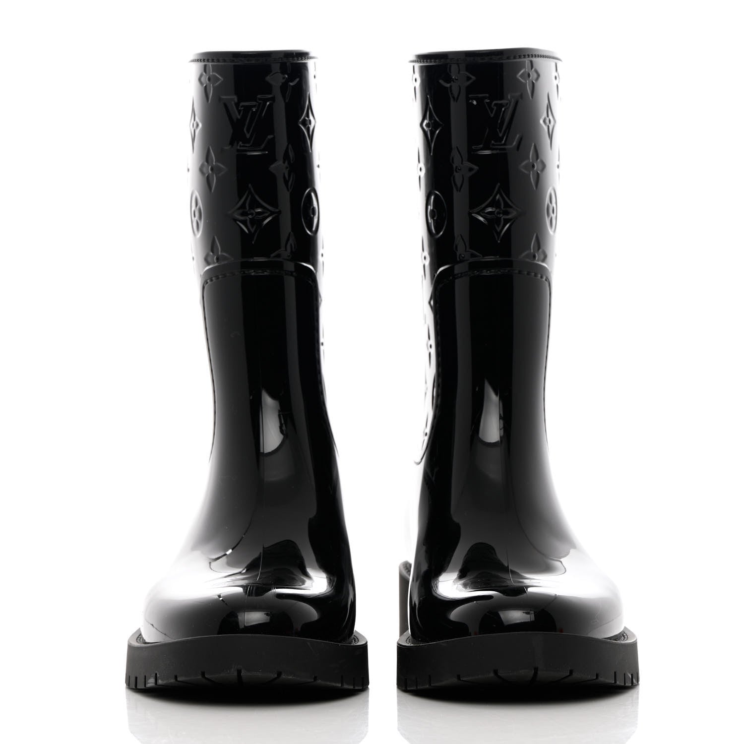 Louis Vuitton Rubber Embossed Monogram Splash Rain Short Boots 37 Black 2 of 9