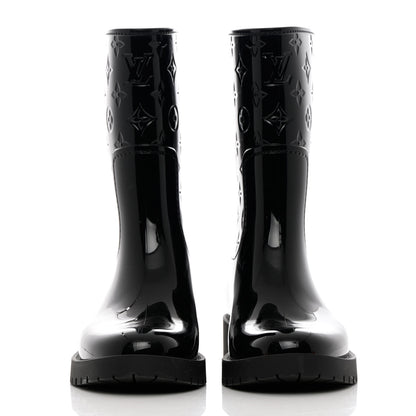 Louis Vuitton Rubber Embossed Monogram Splash Rain Short Boots 37 Black 2 of 9