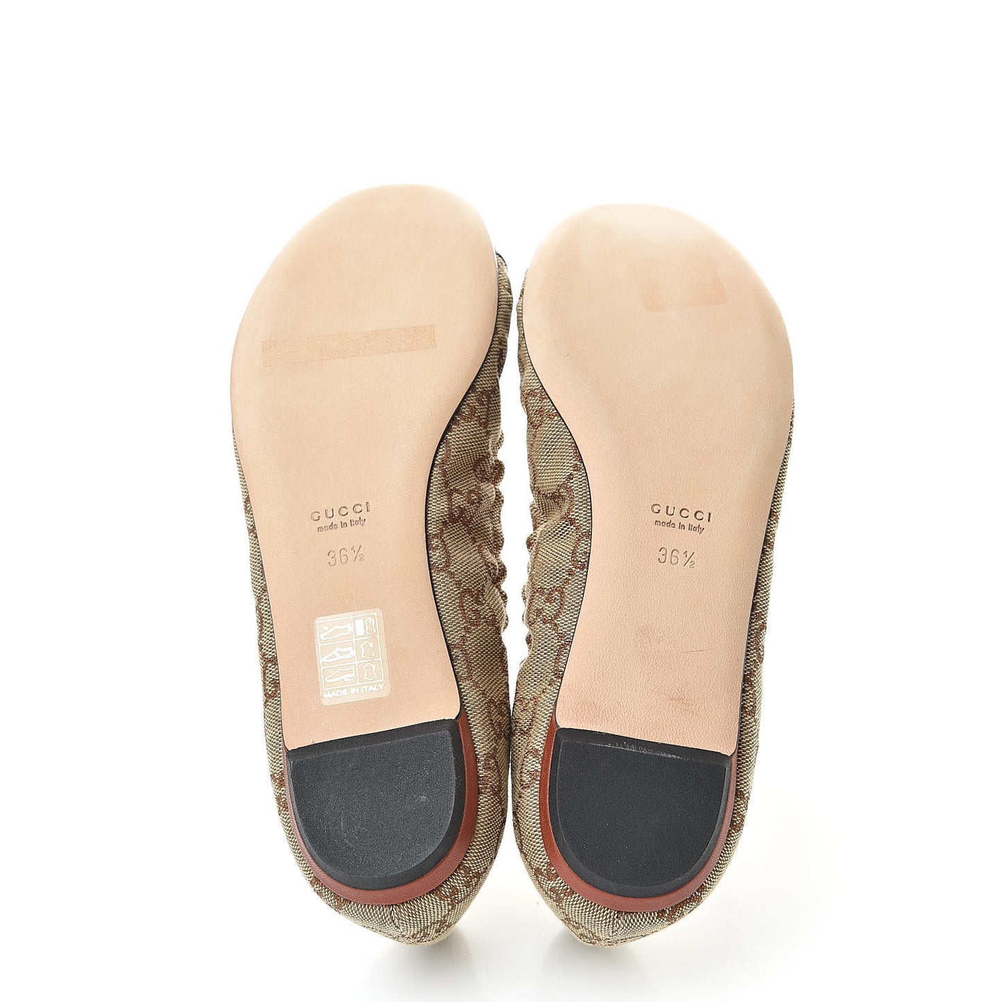 GG Monogram Miro Soft Calfskin Bamboo Ballet Flat 36.5 Beige Oxydus