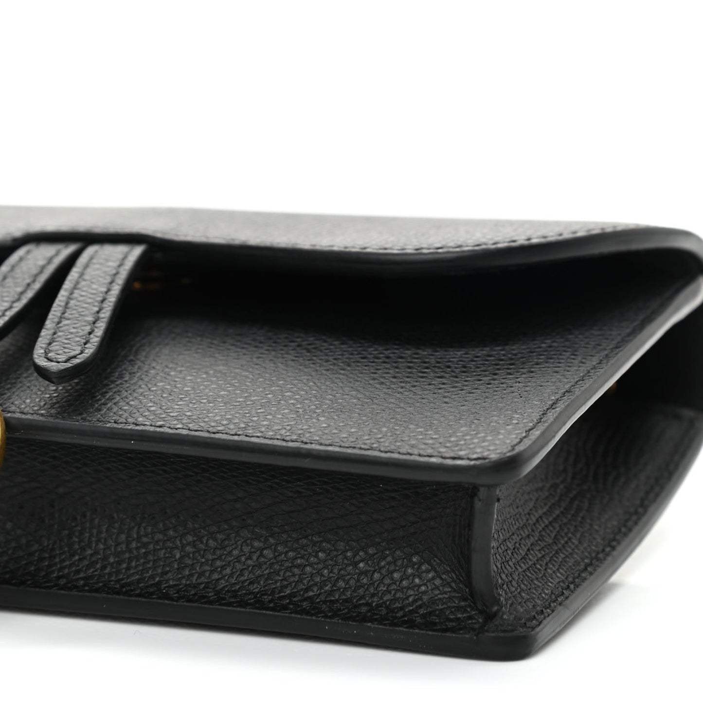 Grained Calfskin Saddle Belt Bag Black