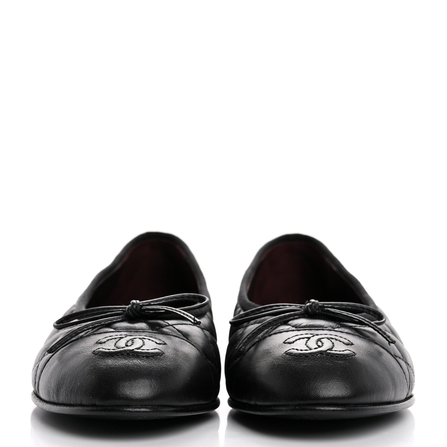 Chanel Aged Calfskin Quilted CC Cap Toe Ballerina Flats 36.5 Black 3 of 11