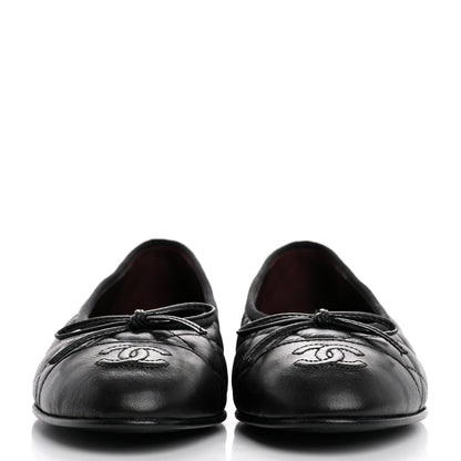 Chanel Aged Calfskin Quilted CC Cap Toe Ballerina Flats 36.5 Black 3 of 11