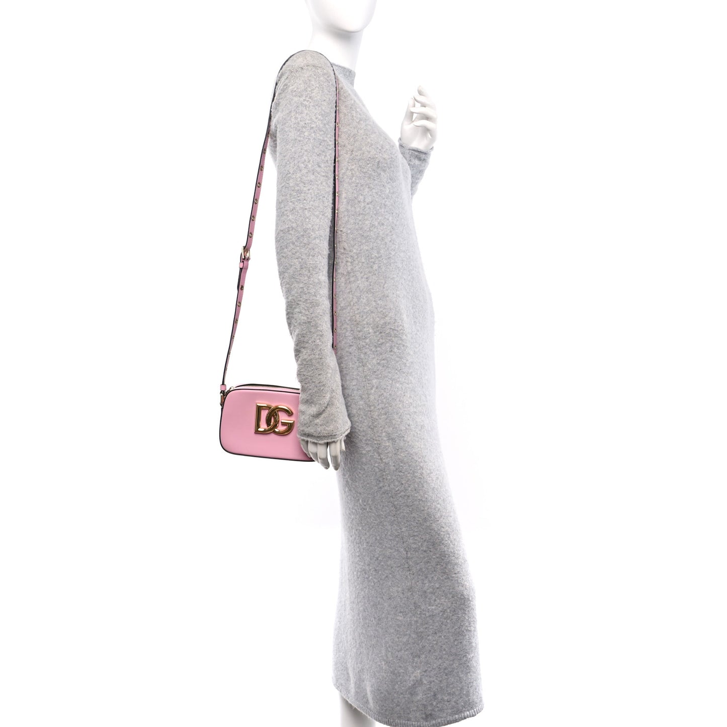 DOLCE GABBANA Calfskin Hot Stuff DG Logo 3.5 Crossbody Bag Baby Pink