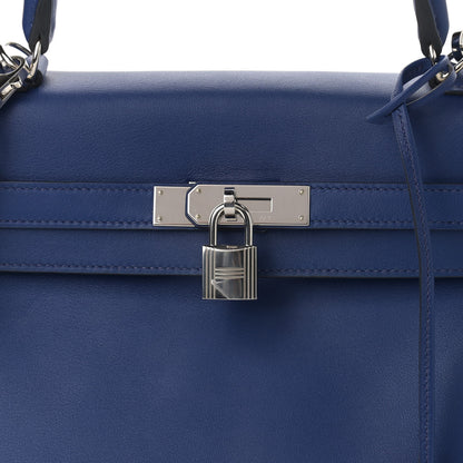 Hermes Swift Horseshoe Kelly Retourne 35 Bleu Electrique 8 of 13