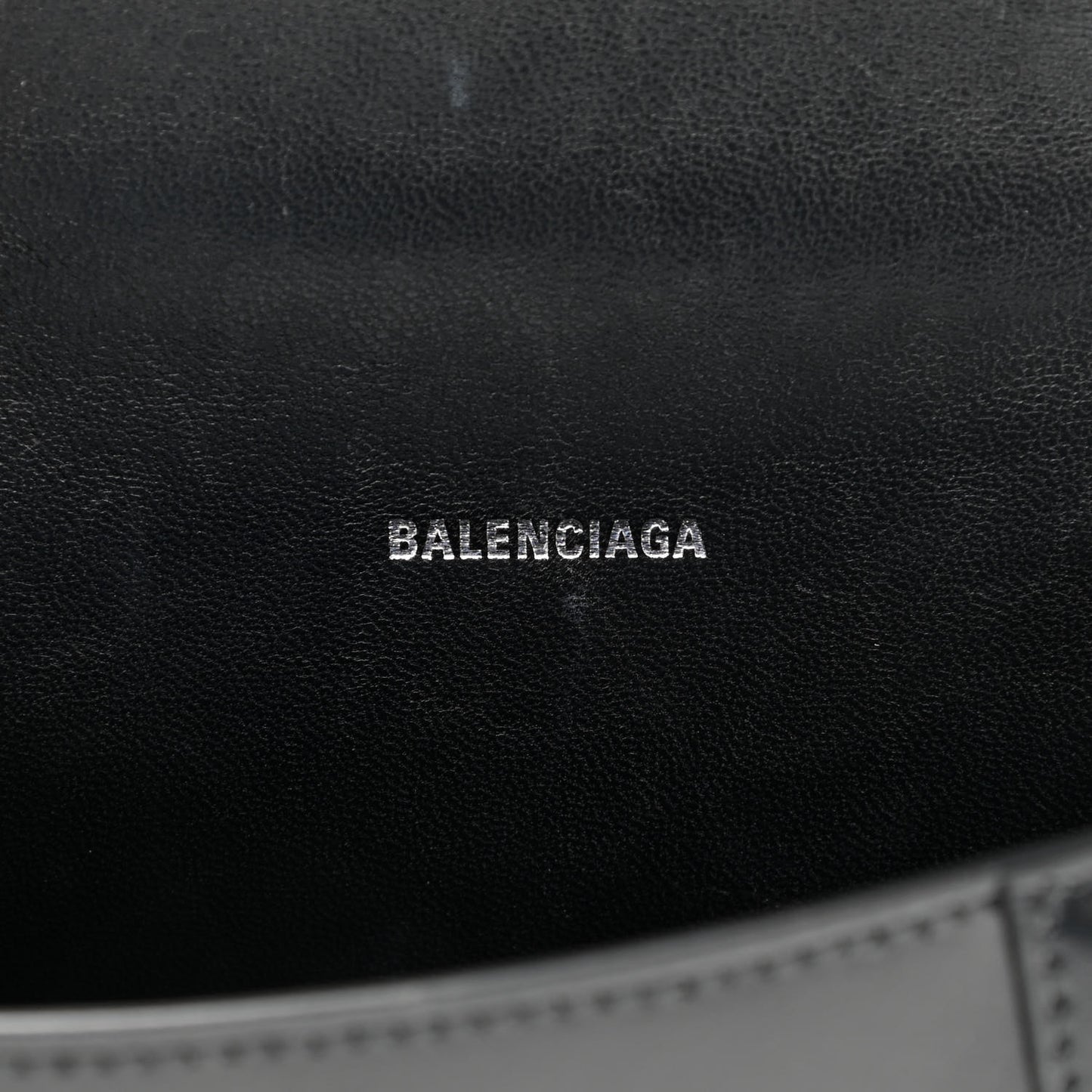 Box Calfskin Graffiti Logo Hourglass Top Handle Bag XS Black Silver