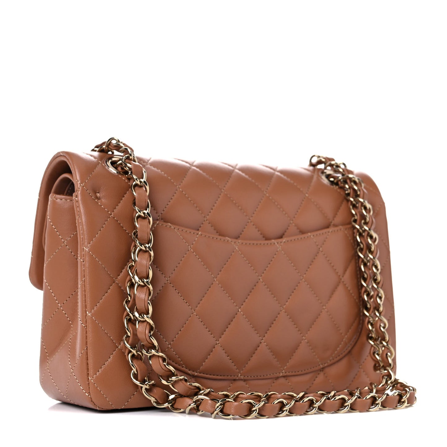 Lambskin Quilted Small Double Flap Brown