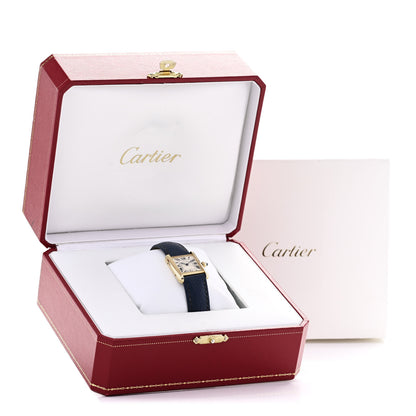 Cartier 18K Yellow Gold Calfskin 22mm Tank Louis Quartz Watch Blue 7 of 7