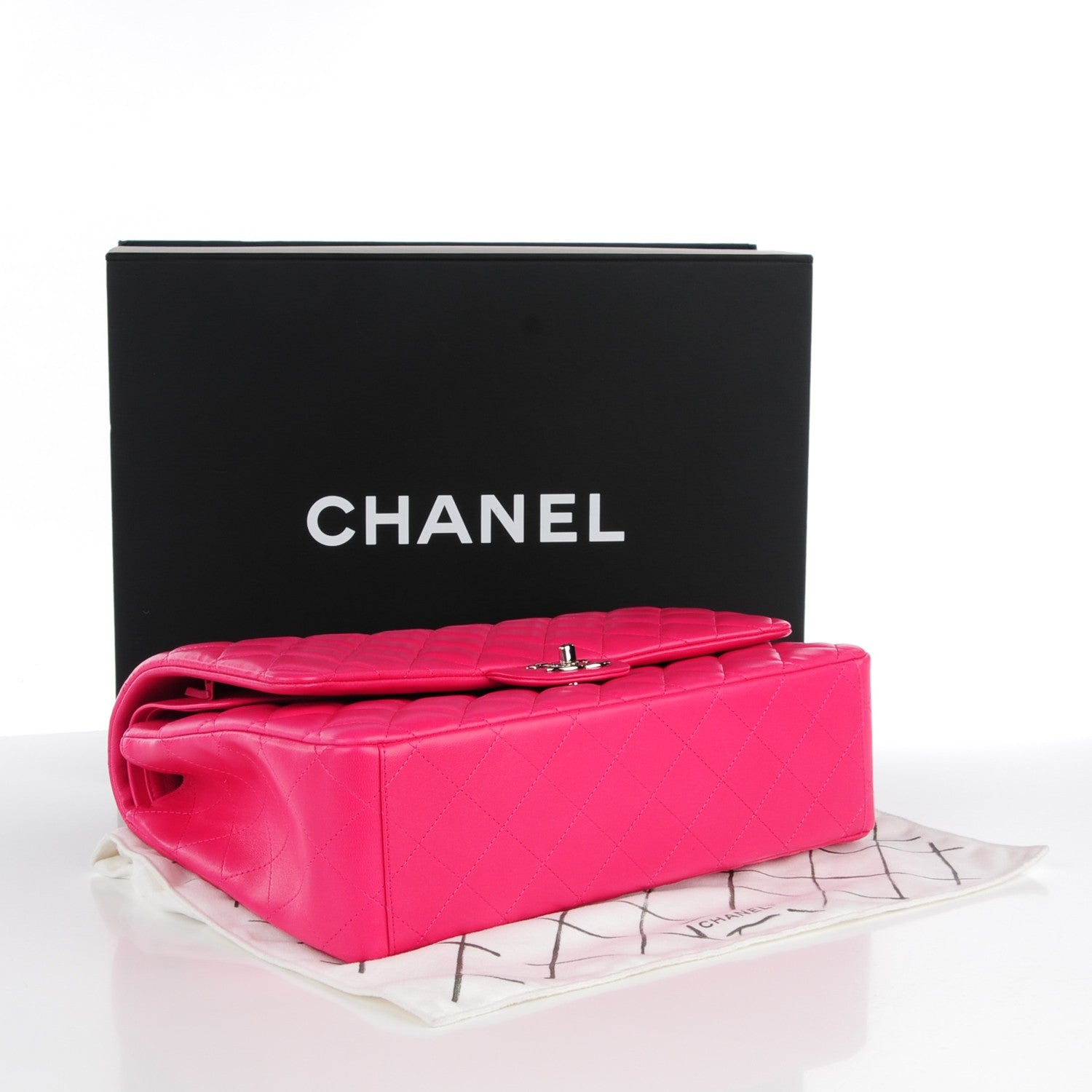 Chanel Lambskin Quilted Maxi Double Flap Fuchsia 4 of 9
