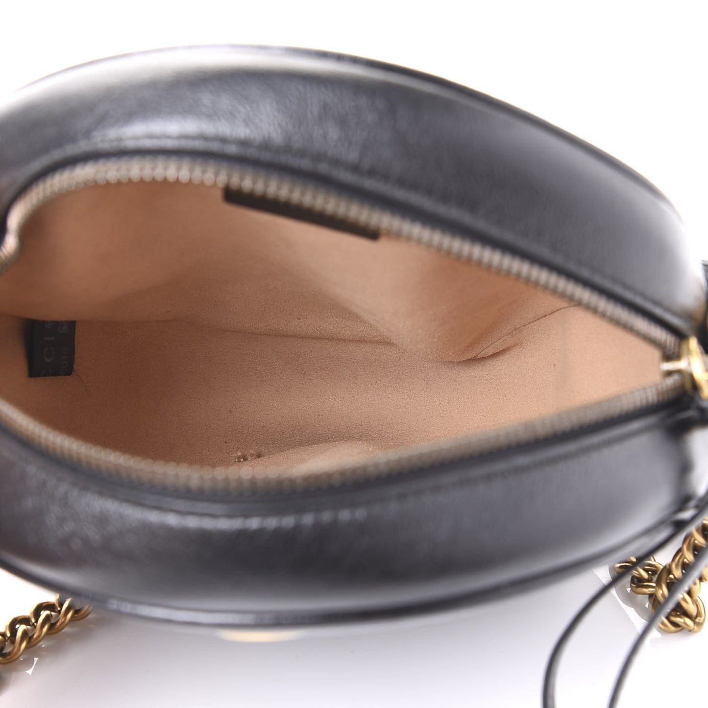 Azalea Calfskin Matelasse Heart Mini GG Marmont Round Shoulder Bag Black