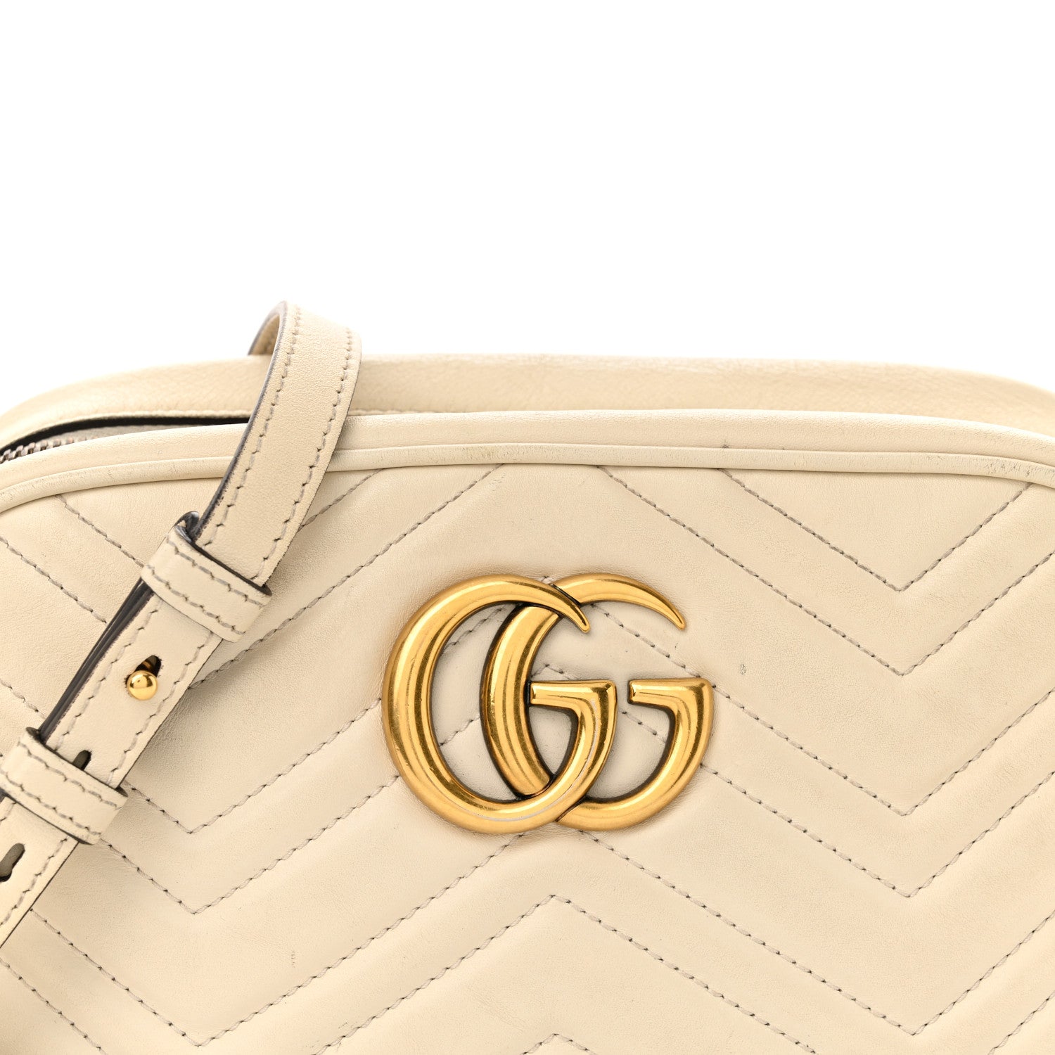 Gucci Calfskin Matelasse Small GG Marmont Chain Shoulder Bag White 8 of 18