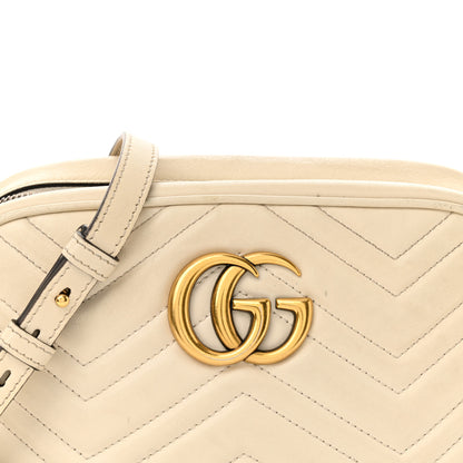 Gucci Calfskin Matelasse Small GG Marmont Chain Shoulder Bag White 8 of 18