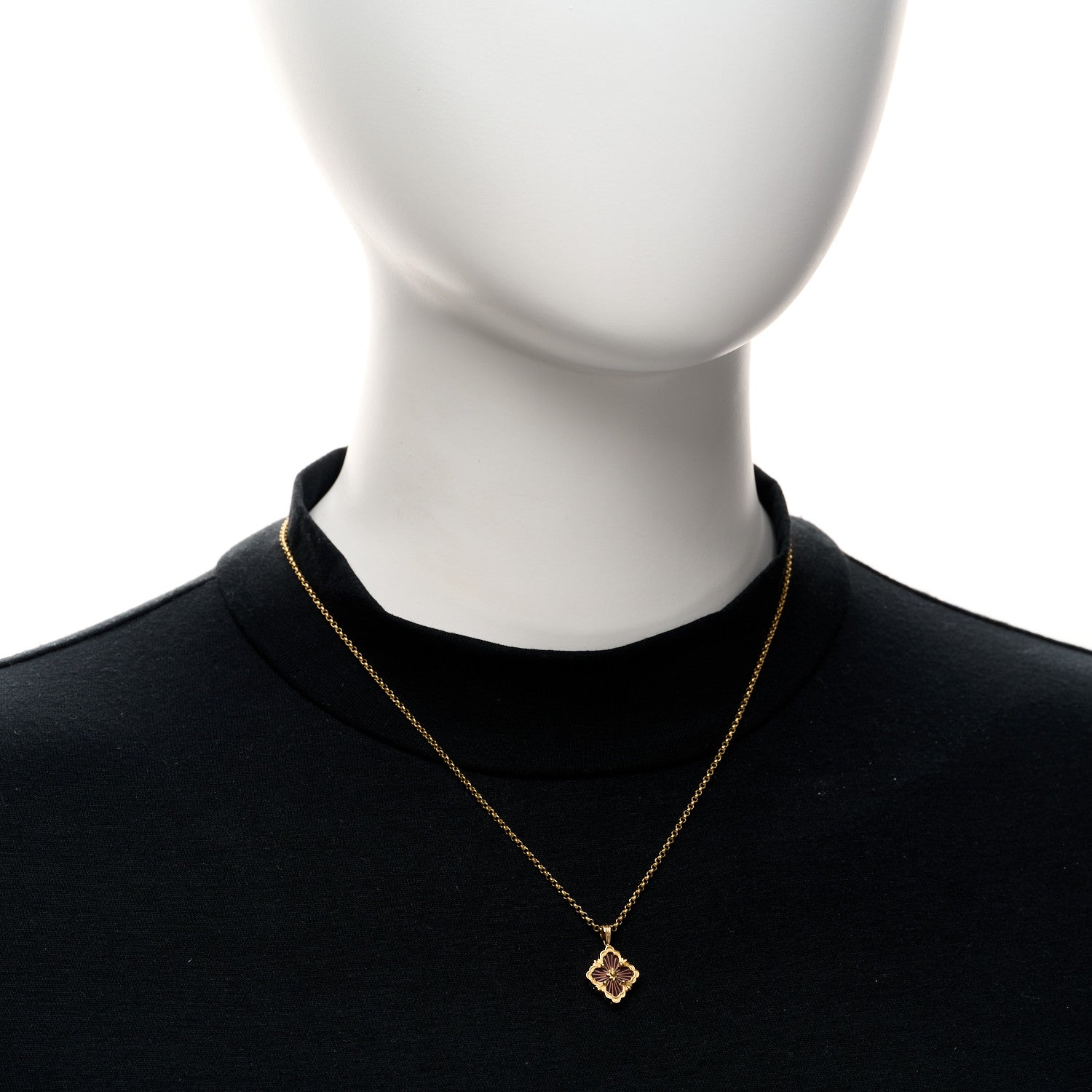 Buccellati 18K Yellow Gold Enamel Small Opera Tulle Pendant Necklace Red 2 of 5
