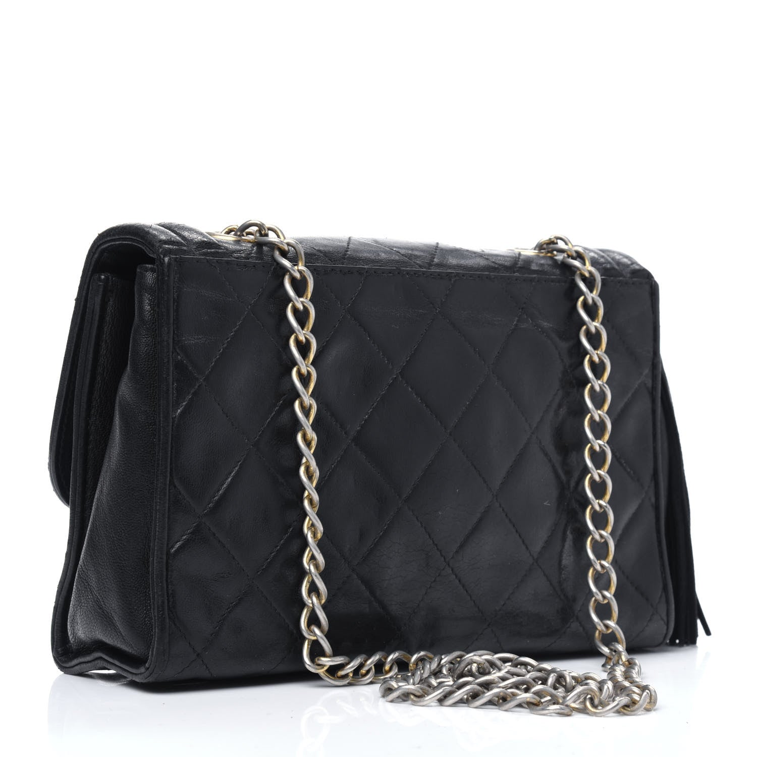 Chanel Lambskin Quilted Small Tassel Single Flap Black 3 of 25