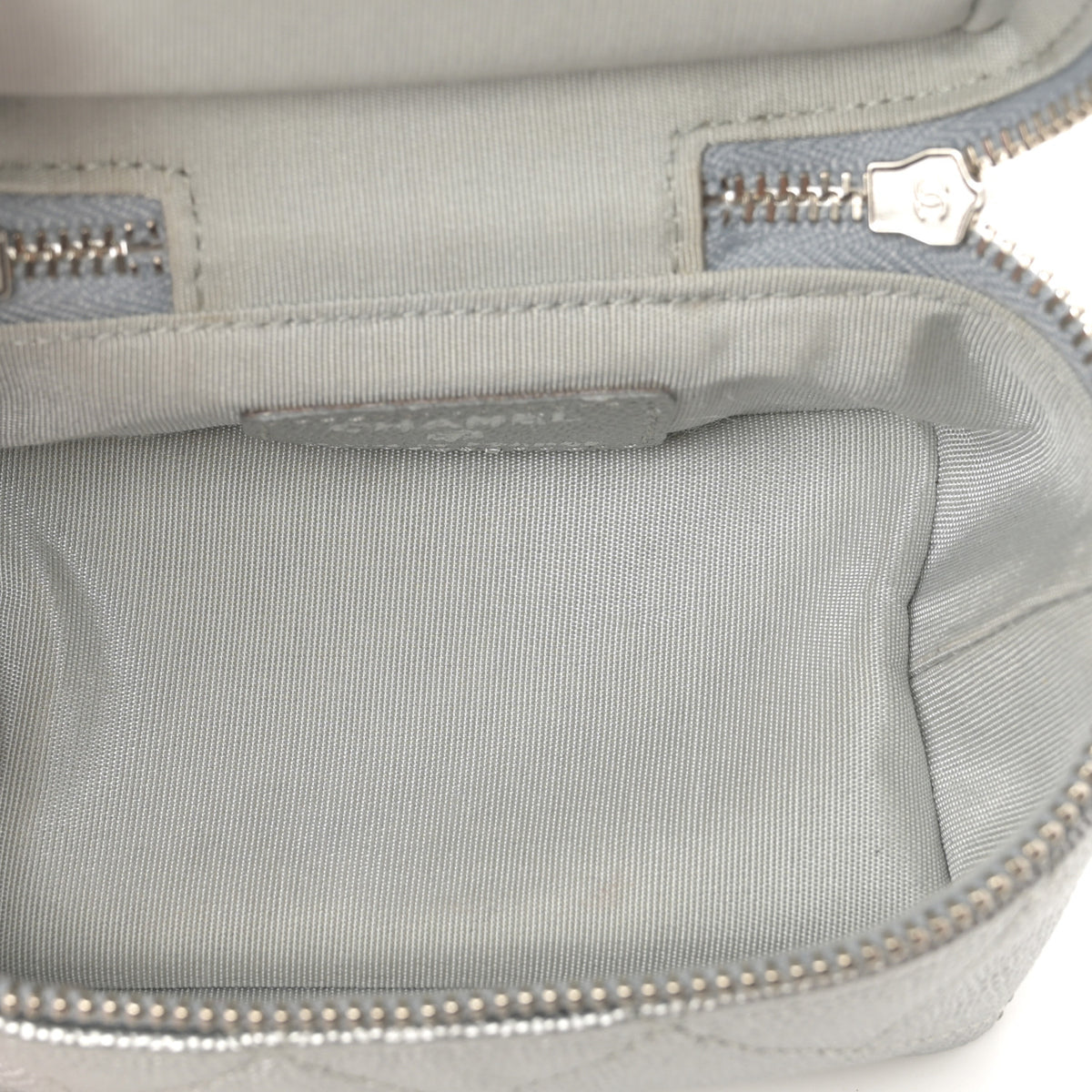 Chanel Metallic Caviar Quilted Mini Top Handle Vanity With Chain Silver 5 of 11
