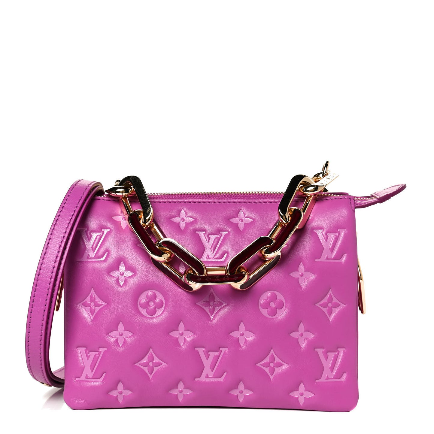 Lambskin Embossed Monogram Coussin BB Orchid