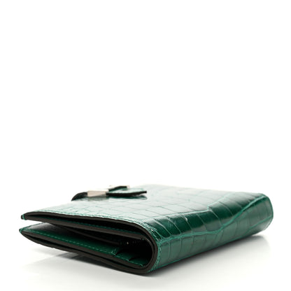 Hermes Shiny Alligator Bearn Compact Wallet Vert Emeraude 4 of 8