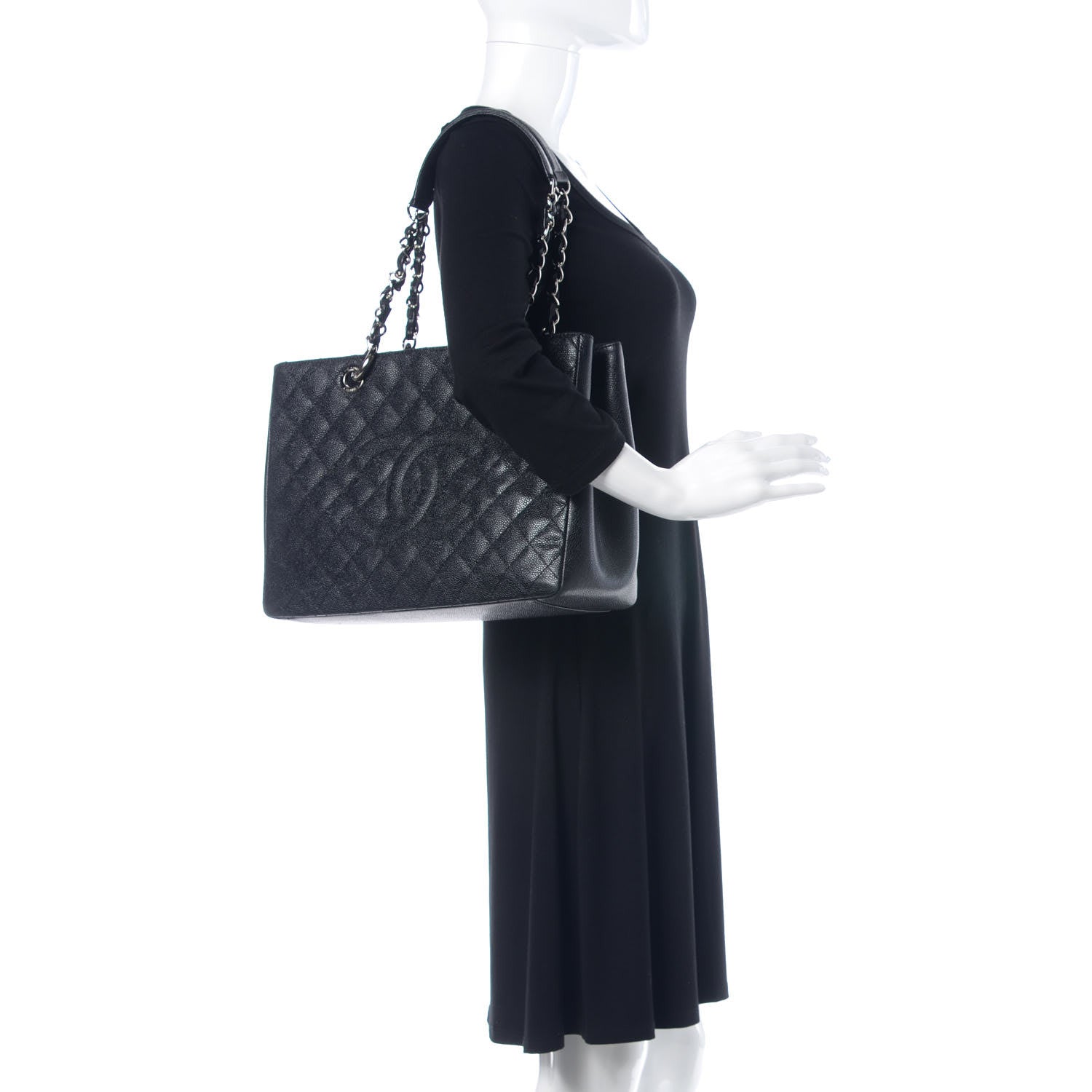 Chanel Caviar Quilted Grand Shopping Tote GST Black 2 of 13
