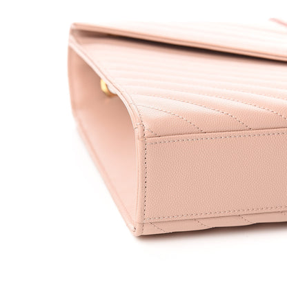 Saint Laurent Grain De Poudre Matelasse Chevron Large Monogram Satchel Pale Pink 9 of 11