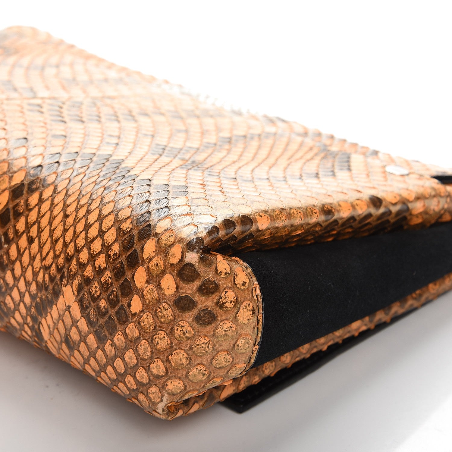 Proenza Schouler Python Calfskin Suede PS Elliot Clutch Orange Black 10 of 10