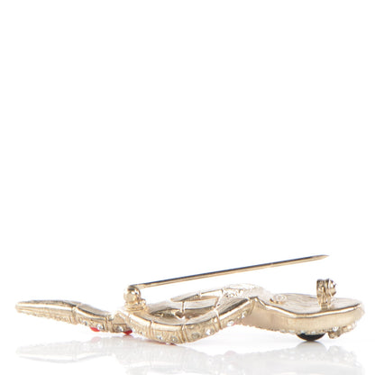 Chanel Crystal Serpent Brooch Red Gold 3 of 6