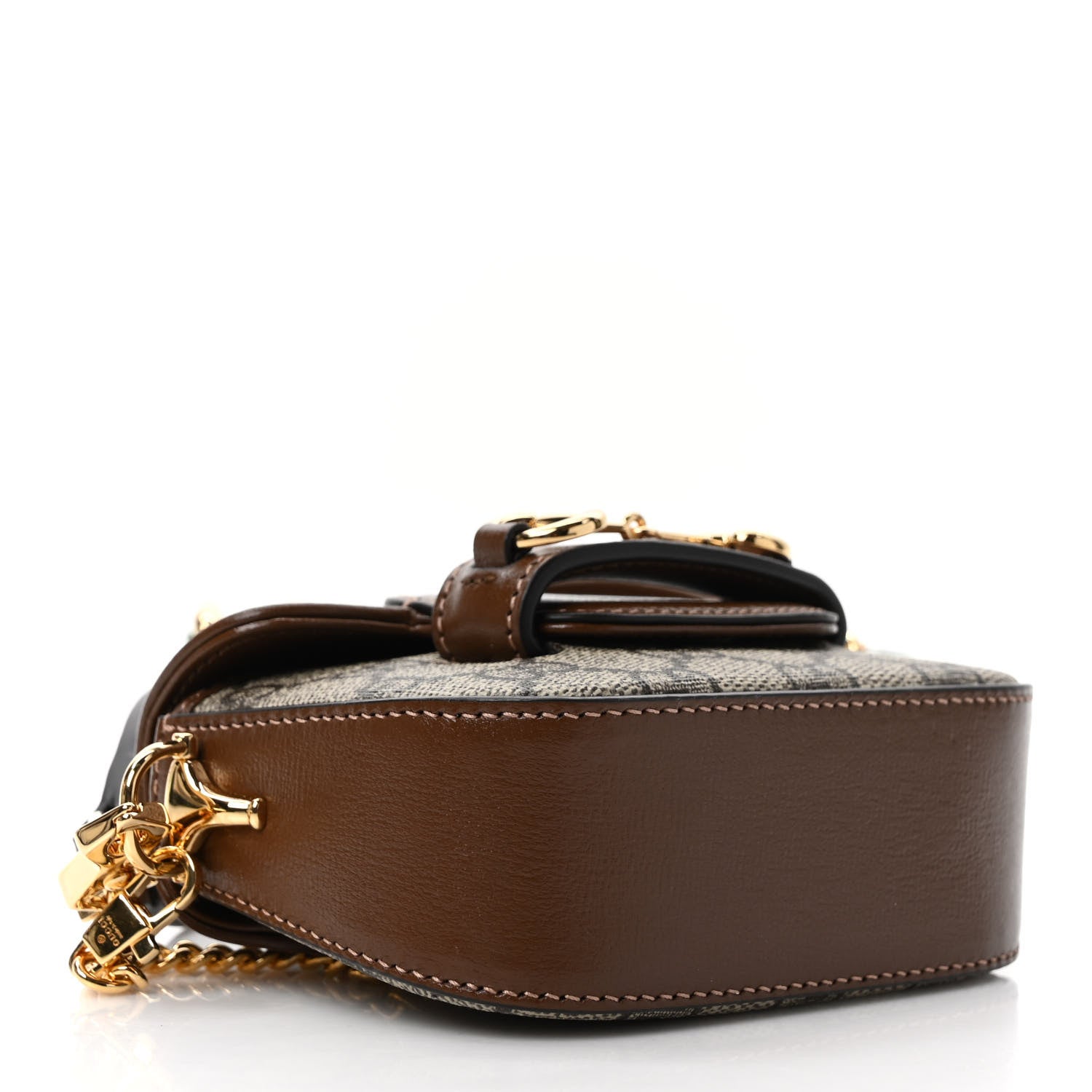 Gucci GG Supreme Monogram Azalea Calfskin Web Horsebit 1955 Wallet On Strap Beige Ebony Brown Sugar 4 of 8