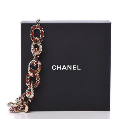 Chanel Lambskin Resin Chain Link Choker Necklace Gold Red 5 of 5