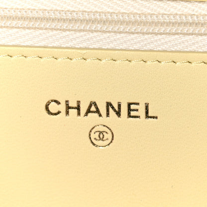Chanel Lambskin Quilted CC Camellia Crush Wallet on Chain WOC Light Yellow 5 of 10