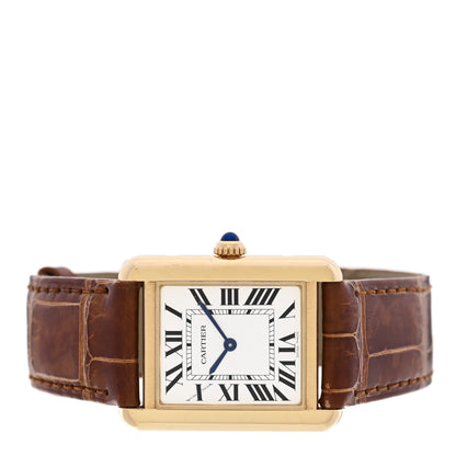 Cartier Stainless Steel 18K Yellow Gold Alligator 24mm Tank Solo Quartz Watch Brown 2 of 6