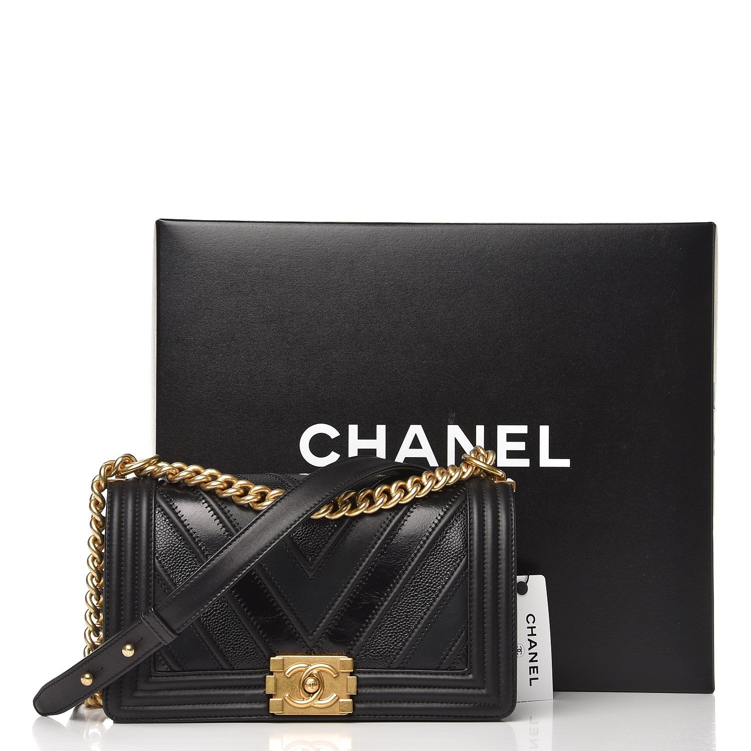 Chanel Caviar Suede Calfskin Chevron Medium Boy Flap Black 8 of 8