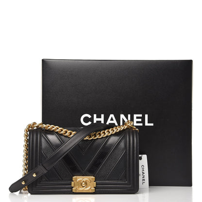 Chanel Caviar Suede Calfskin Chevron Medium Boy Flap Black 8 of 8